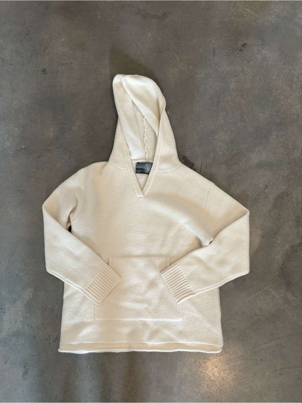 Women's Cream Hooded Knit Pullover Sweater